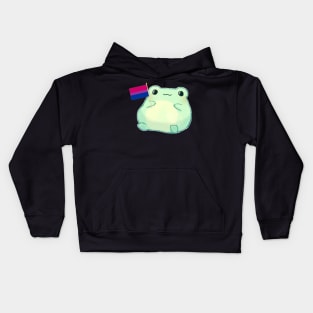 frog holding bisexual flag Kids Hoodie